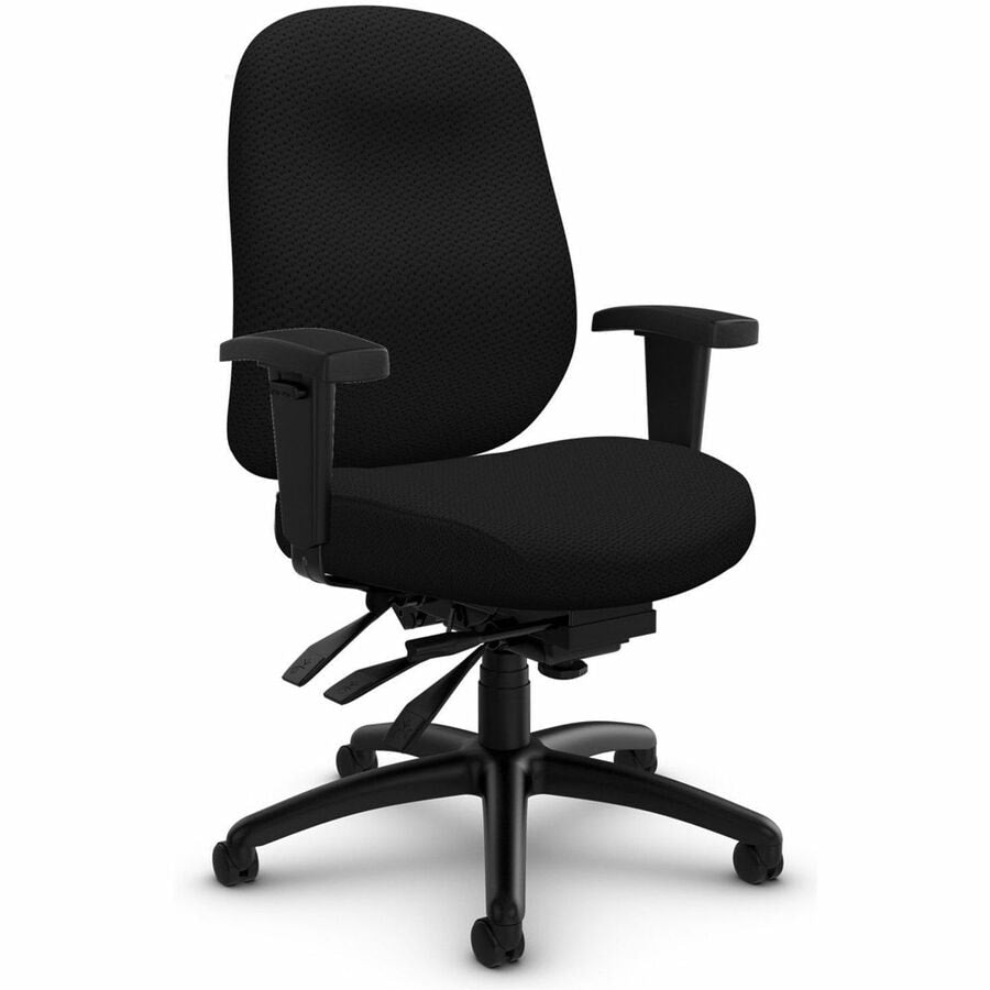 Global Granada Deluxe Mid‑Back Ergonomic Multi‑Tilter Chair – Echo Black Terrace Fabric, Black Frame, 5‑Star Base