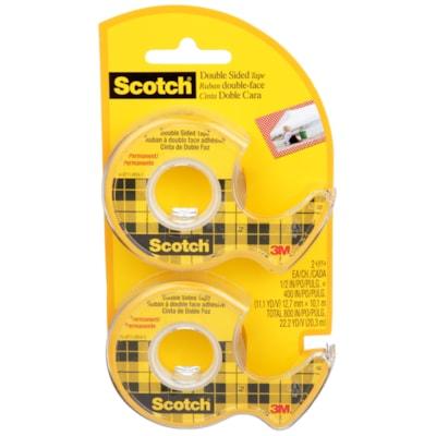 Scotch Double Sided Tape, 137DM-2-ESF, 0.5 in x 400 in, (12.7 mm x 10.16 m), 2 pack - 11.1 yd (10.2 m) Length x 0.50" (12.7 mm) Width - Transparent - Handheld Dispenser - Yellowing Resistant - For Crafting, Presentation, Home, School