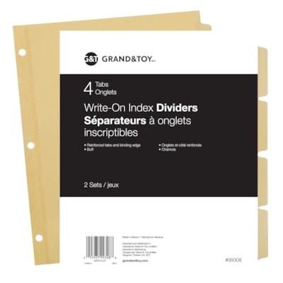 BNDR INDEX PLAIN 4TAB LTR BUFF