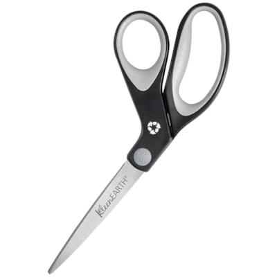 Westcott KleenEarth Stainless-Steel Scissors, Black/Grey Soft Handle, 8" Bent Blade*