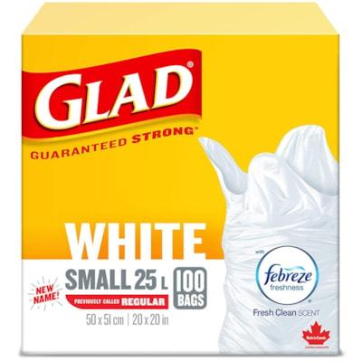 GLAD WHT GARBAGE BAG 25L 100PK