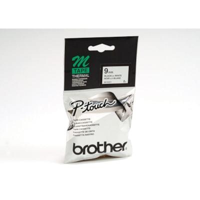 Brother P-Touch MK221 Thermal Label Tape, Black Type/White Label, 9 mm - x 23/64" (9 mm) Width x 26 1/4 ft (8 m) Length - Tape - Standard Adhesive - Thermal - Black on White - 1 Each