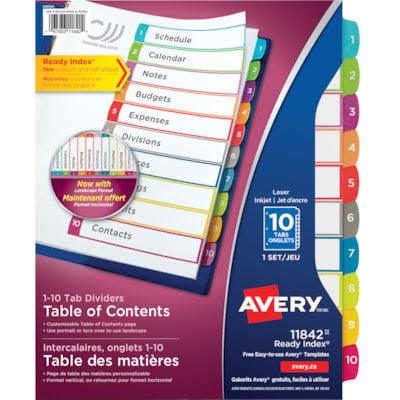 AVERY INDX NUM 10 TAB COLOR