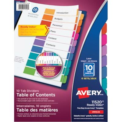 READY INDX 10UNPRNT TAB MULTI-