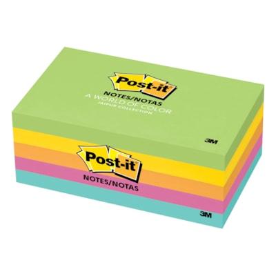 Post-it® Notes Original Notepads - Floral Fantasy Color Collection - 500 - 3" (76.20 mm) Flag/Note Width x 5" (127 mm) Flag/Note Length - Rectangle - 100 Sheets per Pad - Unruled - "Limeade, Citron, Positively Pink, Iris Infusion, Blue Paradise