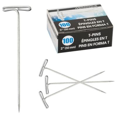 Merangue 1022-3011-00-000 100pk 2" Sharp Point T-Pins - 2.56" (65.02 mm) Length x 1.57" (39.88 mm) Width - for Fabric, Wall, Cubicle, Corkboard, Classroom, Banner, Cork - Heavy Duty - 100 / Box