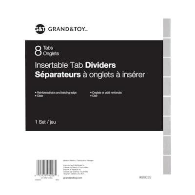 BINDER INDEX 8 TAB CLEAR LTR