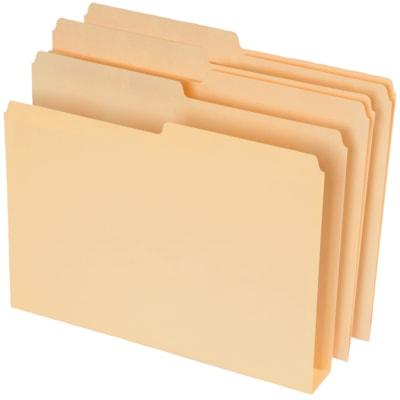 Pendaflex Double Stuff 1/2 Tab Cut End Tab File Folder - 400 Sheets Capacity - 1 1/2" (38.10 mm) Expansion - Top Tab Location - Assorted Tab Position - Manila - 24 / Pack