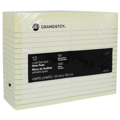 G&T 4X6 STICKY NOTE 12PK YEL