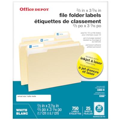 OD FILE FOLDER LABELS WH 750PK