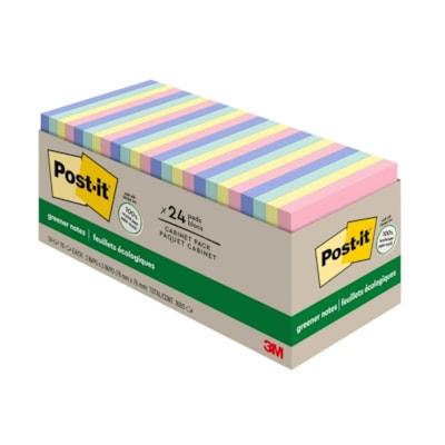Post-it® Greener Notes Cabinet Pack - Sweet Sprinkles Color Collection - 1800 x Assorted - 3" (76.20 mm) Flag/Note Width x 3" (76.20 mm) Flag/Note Length - Square - 75 Sheets per Pad - Unruled - "Positively Pink, Canary Yellow, Fresh Mint, Moonstone