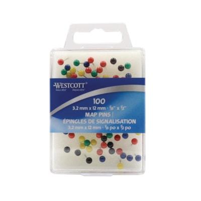 MAP PINS 100/PK ASSORTD COLOUR