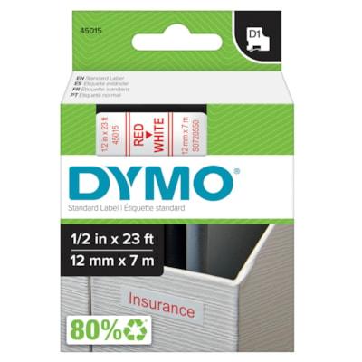 DYMO D1 LABEL WHITE W/RED 1/2