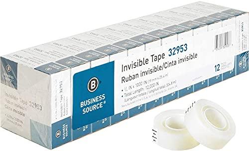 Business Source BSN32953 Premium Invisible Tape Value Pack, Clear(12 PER Pack)