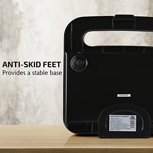Ovente GPS401B Electric Sandwich Maker, 2-Slice, Black