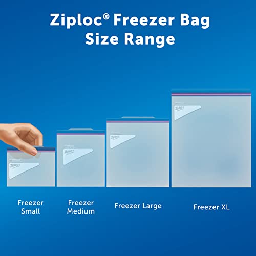 Ziploc Extra Large Food Storage Freezer Bags with Double Zipper Seal and Easy Open Tabs, 30 Count