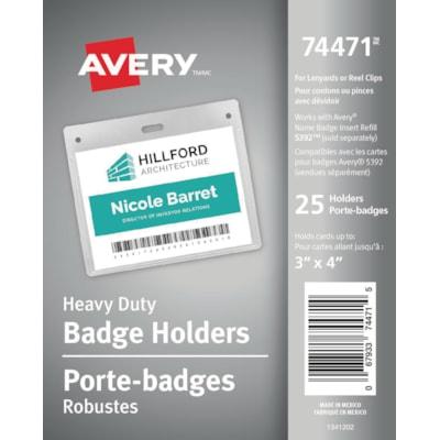 AVERY HD BADGE HOLDER 3X4 25PK