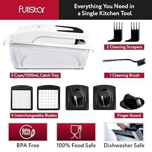 Vegetable Chopper Vegetable Cutter - Food Onion Salad Veggie Chopper with Container - French Fry Potato Dicer Slicer Cutter - Kitchen Tools & Gadgets (4-in-1 White)