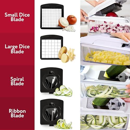Vegetable Chopper Vegetable Cutter - Food Onion Salad Veggie Chopper with Container - French Fry Potato Dicer Slicer Cutter - Kitchen Tools & Gadgets (4-in-1 White)