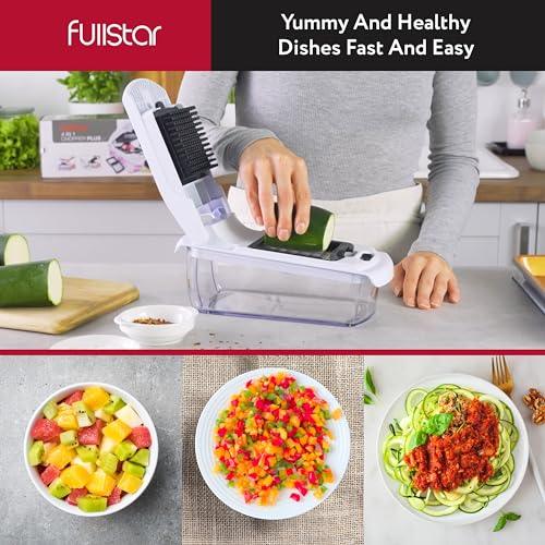 Vegetable Chopper Vegetable Cutter - Food Onion Salad Veggie Chopper with Container - French Fry Potato Dicer Slicer Cutter - Kitchen Tools & Gadgets (4-in-1 White)