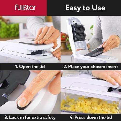 Vegetable Chopper Vegetable Cutter - Food Onion Salad Veggie Chopper with Container - French Fry Potato Dicer Slicer Cutter - Kitchen Tools & Gadgets (4-in-1 White)