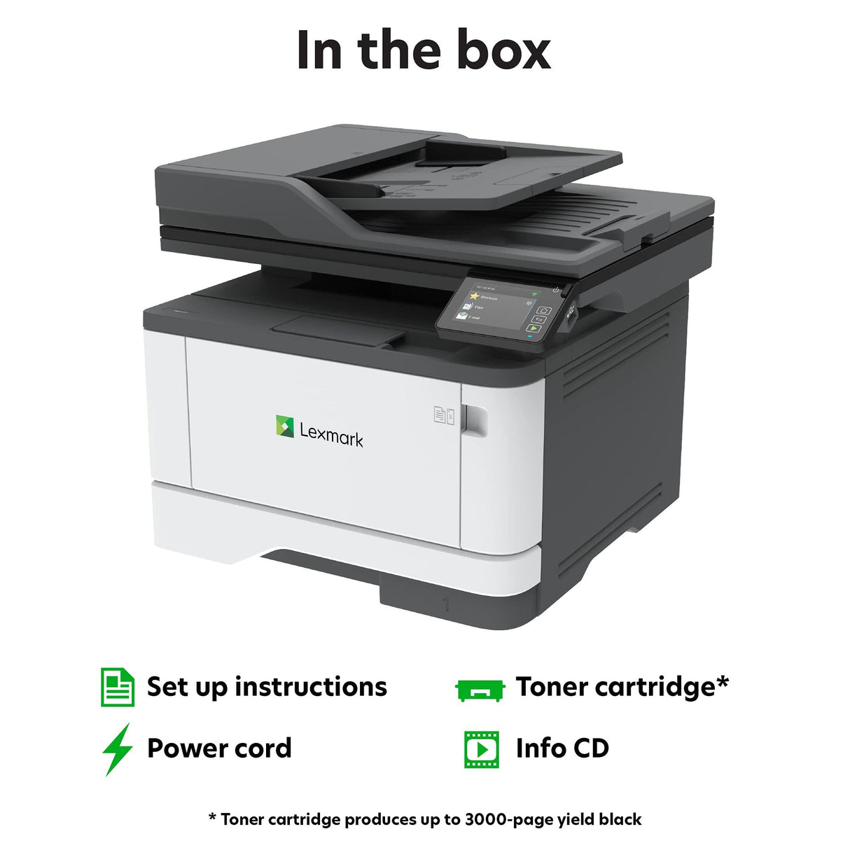 Lexmark MX431adw Laser Monochrome MFP Printer with Touchscreen, Copier Scanner Printer, Automatic Two-Sided Scanning, Wireless, Analog fax (29S0500)