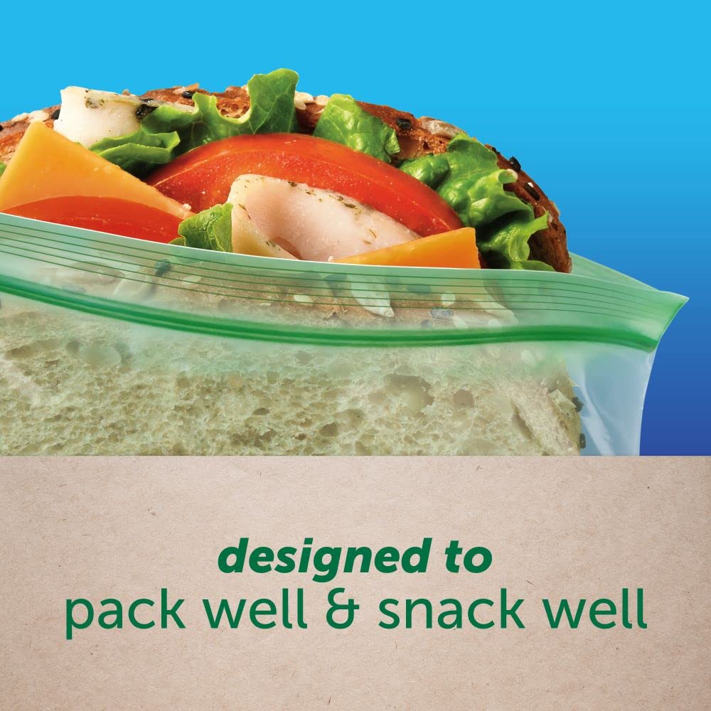 Ziploc Compostable Snack and Sandwich Bags for On-the-Go Freshness, 20 Count