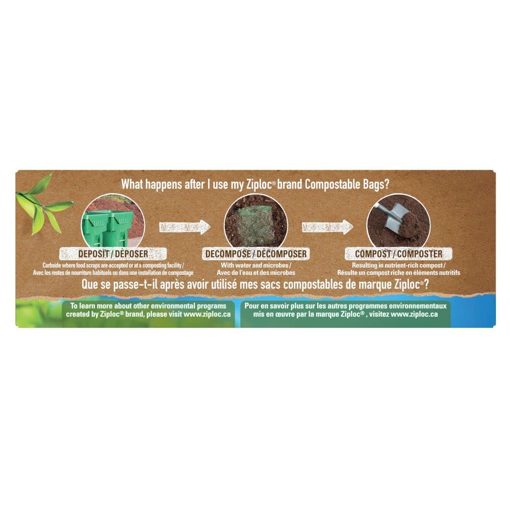 Ziploc Compostable Snack and Sandwich Bags for On-the-Go Freshness, 20 Count