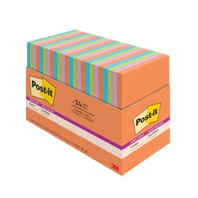 Post-it® Super Sticky Notes 660-24SSAU-CP, Energy Boost Collection, 4 in x 6 in (101 mm x 152 mm), 24 Pads/Pack, 45 Sheets/Pad