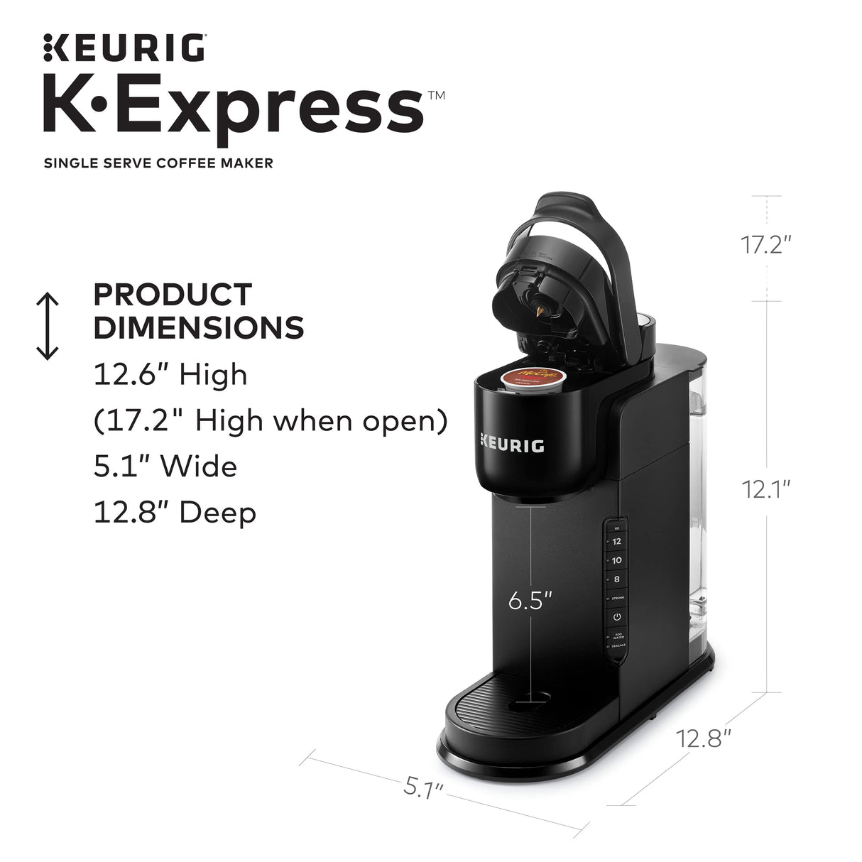 Keurig K-Express Single Serve K-Cup Pod Coffee Maker, Black, With A Removable Reservoir And Strong Button Function
