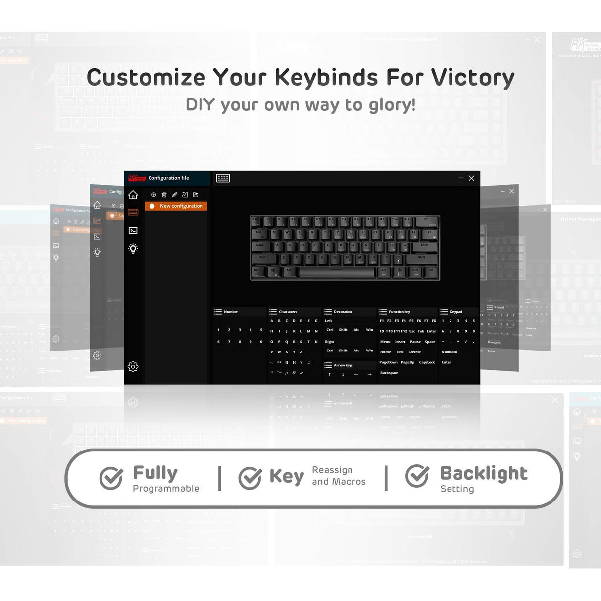 RK ROYAL KLUDGE RK61 Wireless 60% Triple Mode BT5.0/2.4G/USB-C Mechanical Keyboard, 61 Keys Bluetooth Mechanical Keyboard, Compact Gaming Keyboard with Software (Hot Swappable Brown Switch, White)