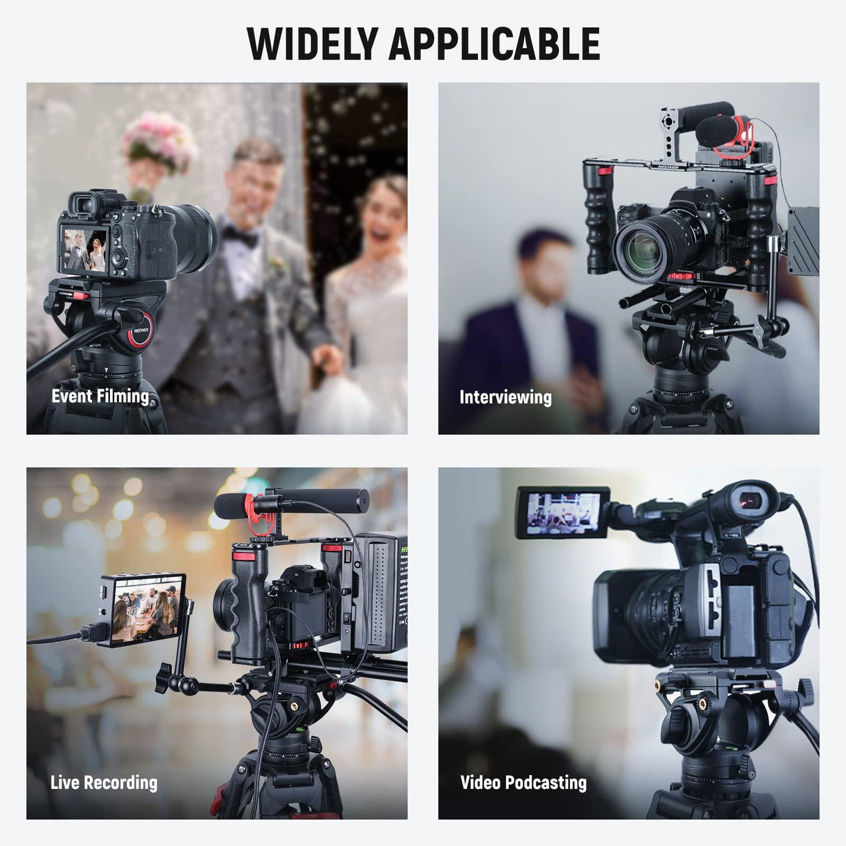 NEEWER 74" Video Tripod with Fluid Head, QR Plate Compatible with DJI RS Gimbals, Aluminum Heavy Duty Camera Tripod Professional for DSLR Cameras Camcorders, Max Load 17.6lb/8kg, TP74