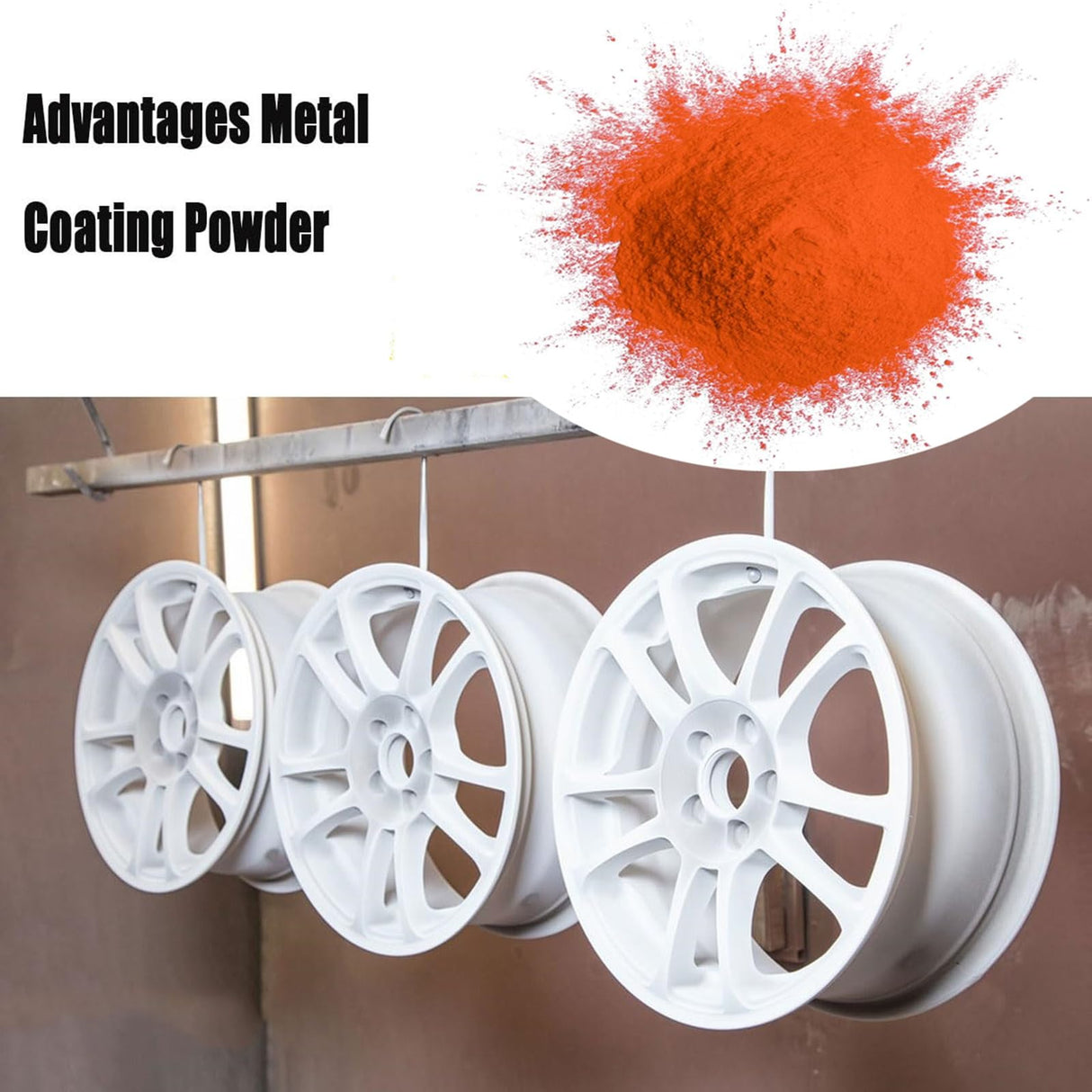 Ninesung Powder Coating Powder | Powder Coat Perfect for Metal Surfaces | Car Paint | Building Materials | Powder Paint for Steel Structures, Factories, Buildings, Playgrounds, Gardens (Orange, 16 oz)