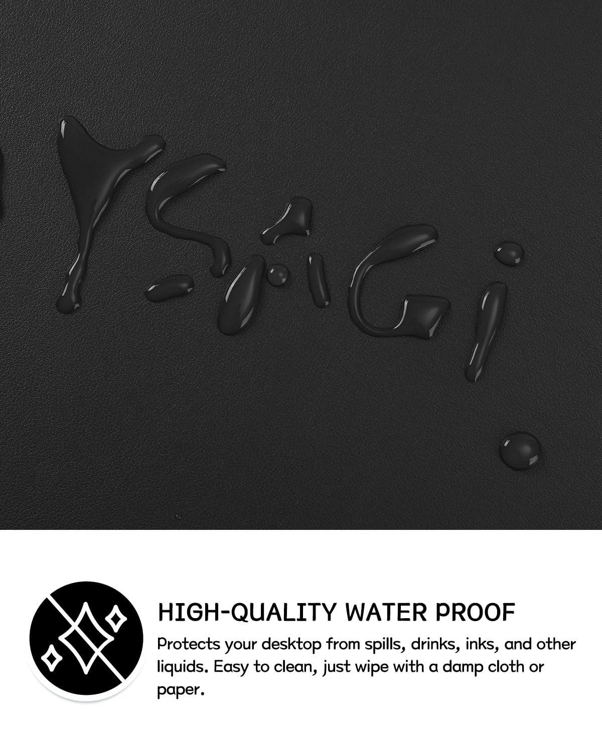 Non-Slip Desk Pad,Mouse Pad,Waterproof PVC Leather Desk Table Protector,Ultra Thin Large Desk Blotter, Easy Clean Laptop Desk Writing Mat for Office Work/Home/Decor(Black, 31.5" x 15.7")