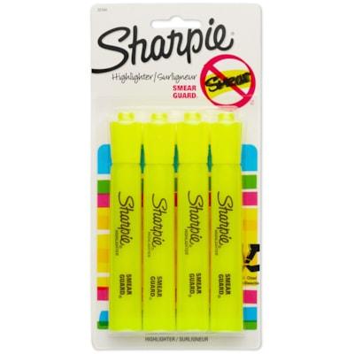 Sharpie Accent Highlighter - Tank - Chisel Marker Point - Fluorescent Yellow Ink - 4 / Pack