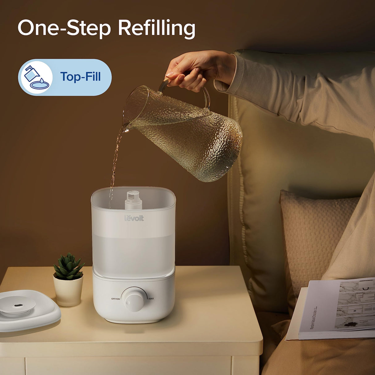 LEVOIT Humidifiers for Bedroom, 2.5L Top Fill Cool Mist Air Humidifier for Baby Nursery, Plants, Ultrasonic, Auto Shut-off, BPA Free, Quiet, Knob Control, 360° Nozzle