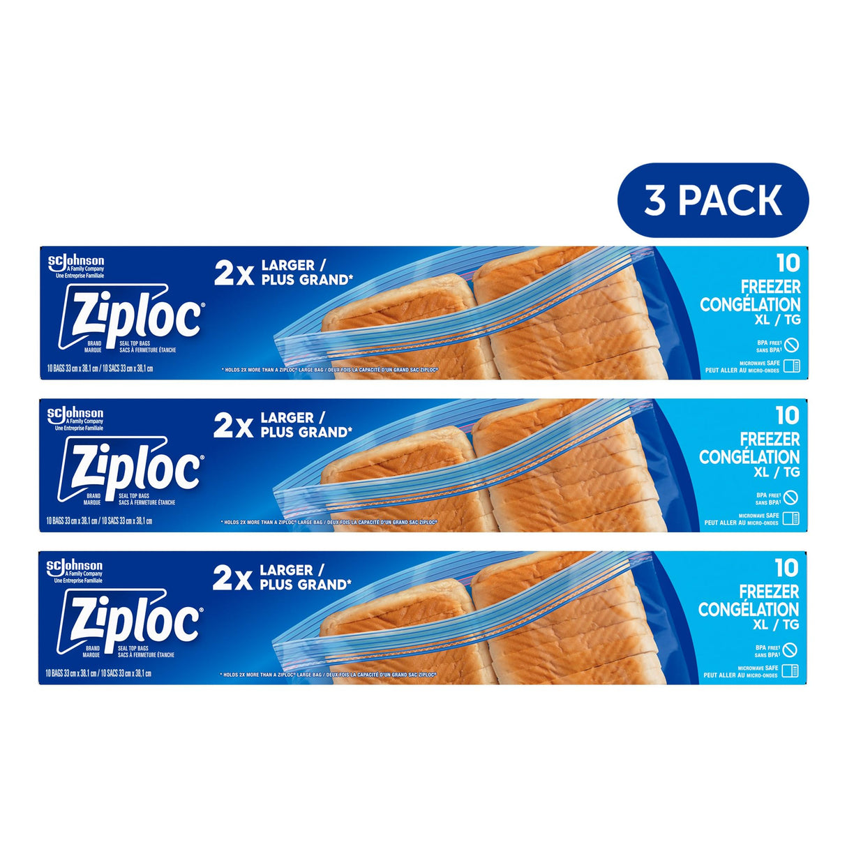 Ziploc Extra Large Food Storage Freezer Bags with Double Zipper Seal and Easy Open Tabs, 30 Count