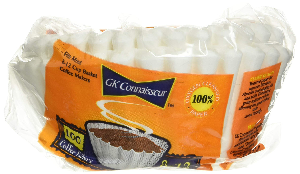 Gk Connaisseur Basket Coffee Filters 100Un - Fits Most 8-12 Cup Basket Coffee Makers
