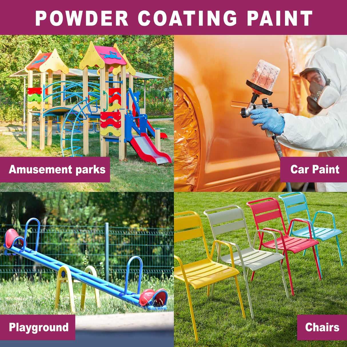 Ninesung Powder Coating Powder | Powder Coat Perfect for Metal Surfaces | Car Paint | Building Materials | Powder Paint for Steel Structures, Factories, Buildings, Playgrounds, Gardens (Orange, 16 oz)