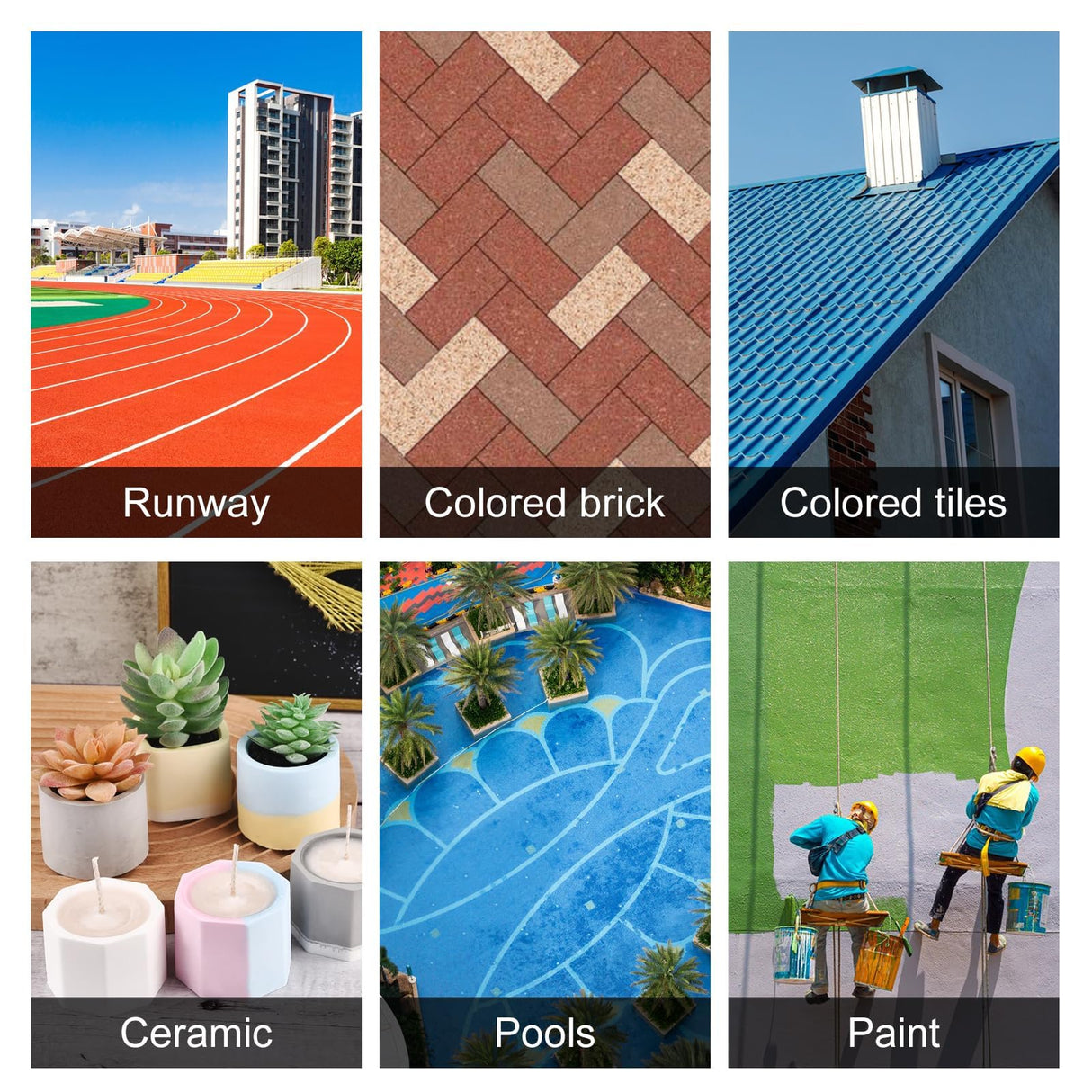 Ninesung 5 Beautiful Contact Cement Color Pigment, Iron Oxide Powder - Pigment Powder for Concrete Dye, Cement, Artistic, Painting, Clay, Lime, Plaster, Paint (5 Colors)