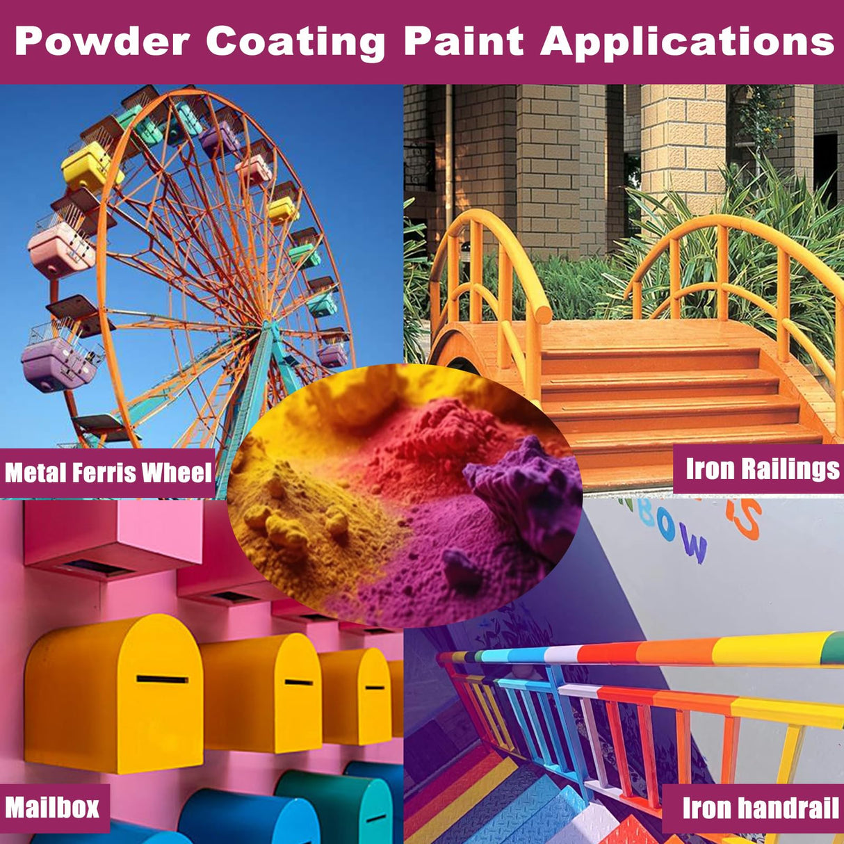 Ninesung Powder Coating Powder | Powder Coat Perfect for Metal Surfaces | Car Paint | Building Materials | Powder Paint for Steel Structures, Factories, Buildings, Playgrounds, Gardens (Orange, 16 oz)