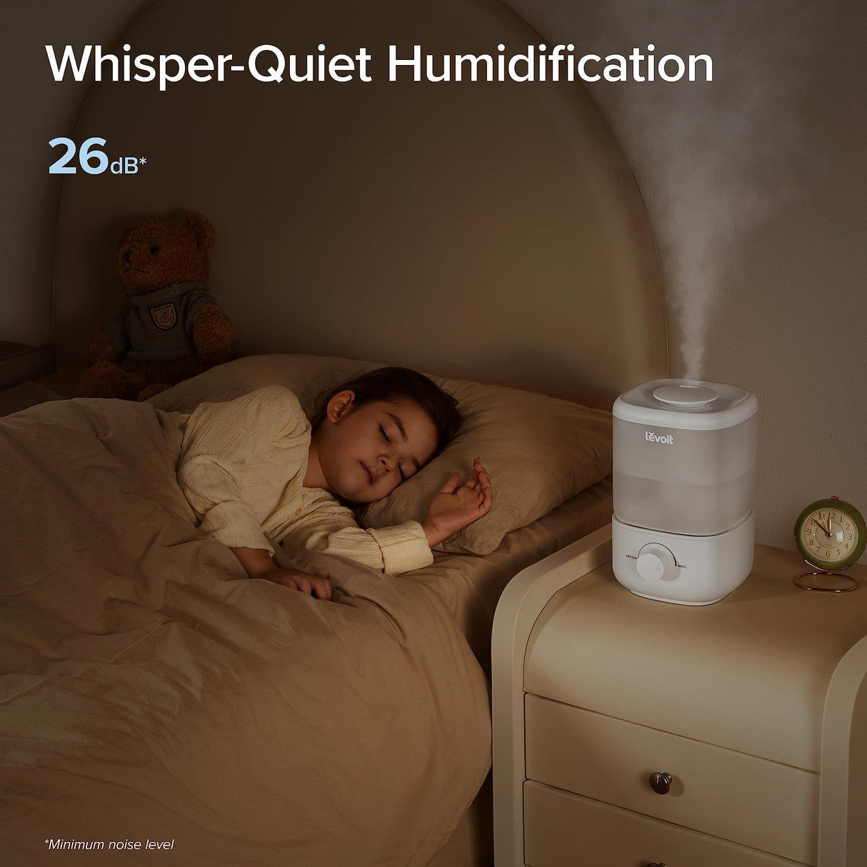 LEVOIT Humidifiers for Bedroom, 2.5L Top Fill Cool Mist Air Humidifier for Baby Nursery, Plants, Ultrasonic, Auto Shut-off, BPA Free, Quiet, Knob Control, 360° Nozzle