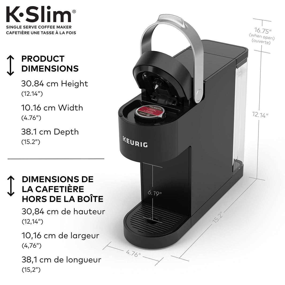 Keurig K-Slim Single Serve K-Cup Pod Coffee Maker, Featuring Simple Push Button Controls And MultiStream Technology, Black
