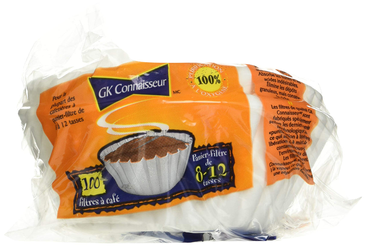 Gk Connaisseur Basket Coffee Filters 100Un - Fits Most 8-12 Cup Basket Coffee Makers