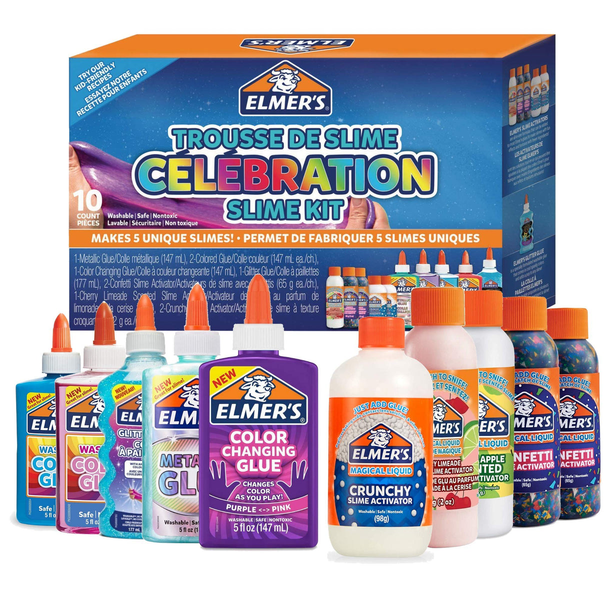 Elmer's Celebration Slime Kit + Magical Liquid Activator Solution Bundle