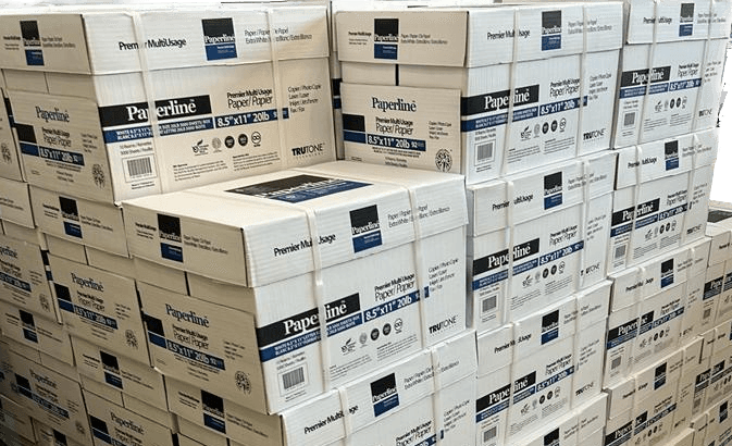 Paperline Office Paper 20 lb. letter size: 8.5" x 11" - White 5000 sheets per box