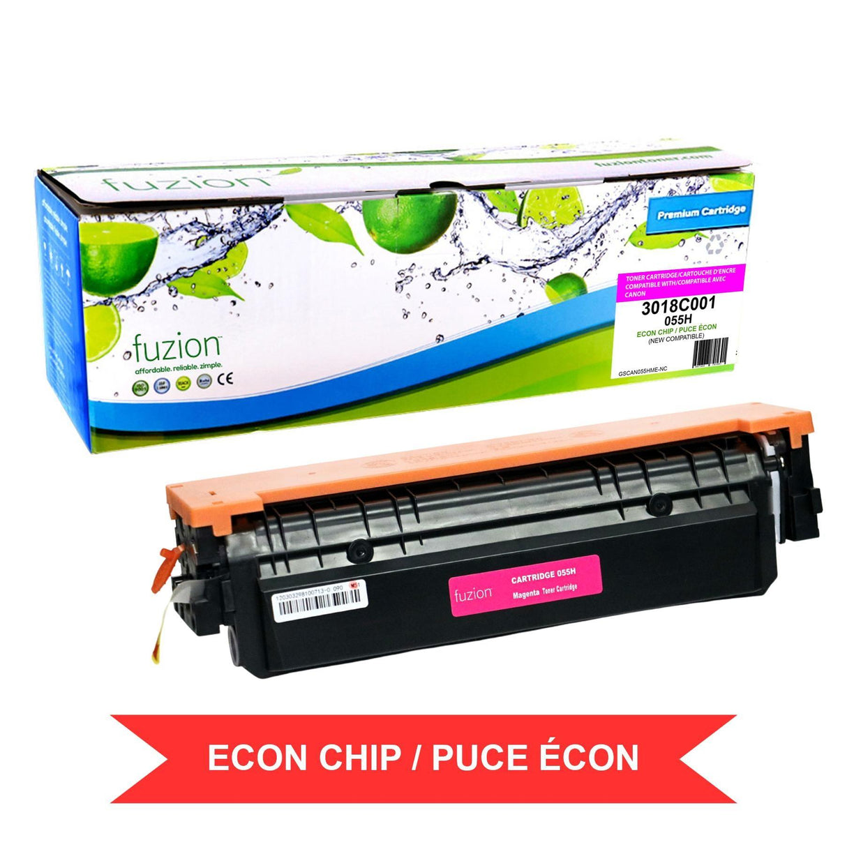 Fuzion New Compatible Toner for Canon 3018C001 (055H) HY w/ ECON Chip - Magenta