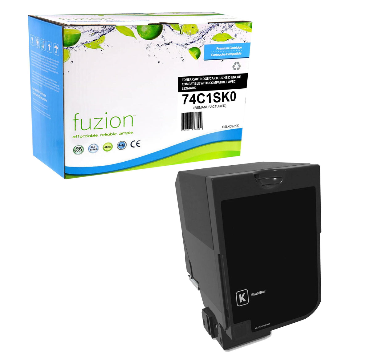 Fuzion Remanufactured Toner for Lexmark 74C1SK0 - Black
