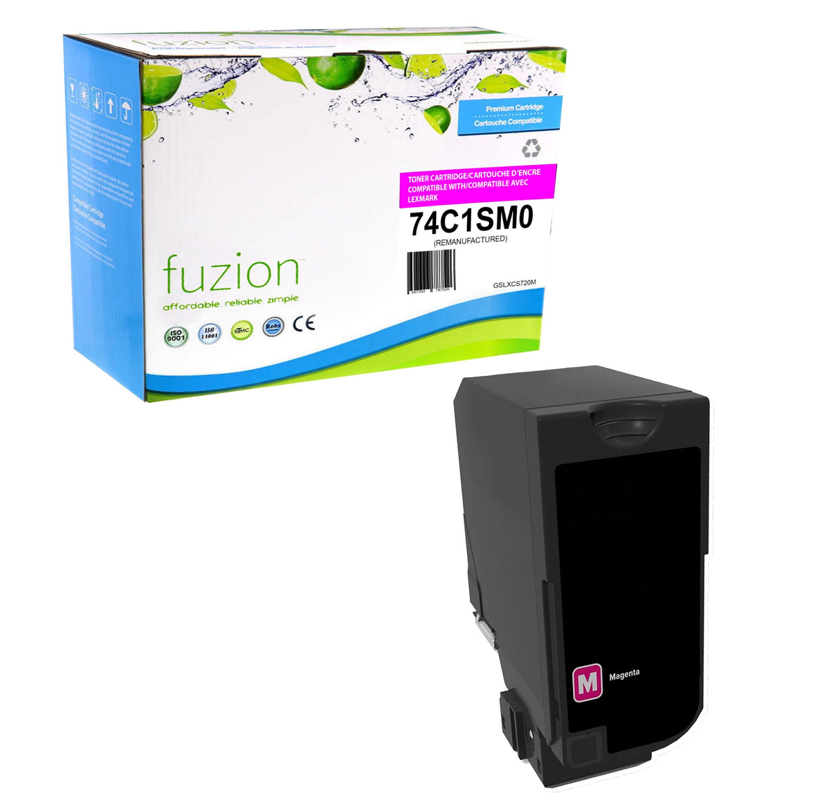 Fuzion Remanufactured Toner for Lexmark 74C1SM0 - Magenta