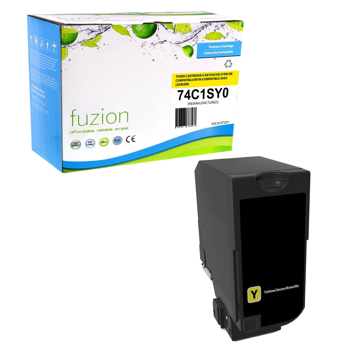 Fuzion Remanufactured Toner for Lexmark 74C1SY0 - Yellow